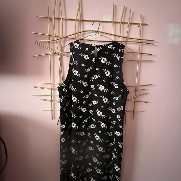 RW&CO Linen Blend Floral Dress Black White Lined Pockets Size M - Picture 3 of 6